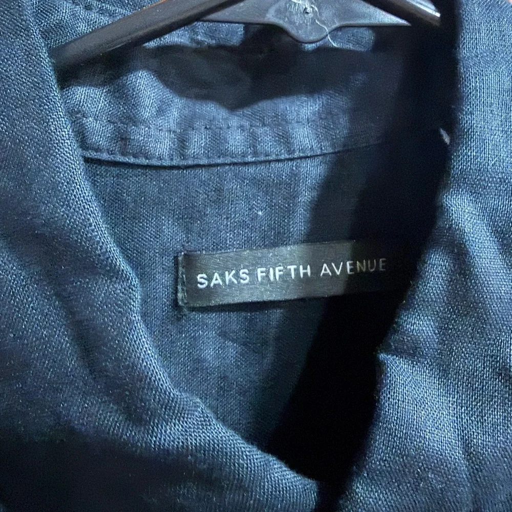 Saks Fifth Avenue Men’s Balaclava Linen Shirt Size Small - Picture 2 of 5
